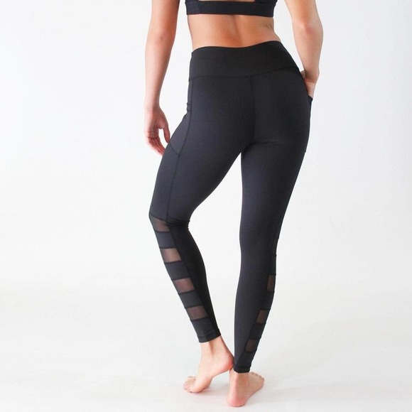 Senita Athletics Fierce Pant Mesh Cutout Legging Black Size XS Sheer Mesh Panels - Picture 2 of 12